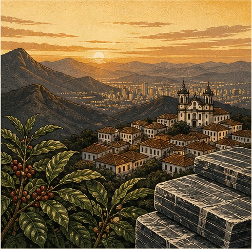 A panoramic view of the landscapes and historic architecture of Minas Gerais